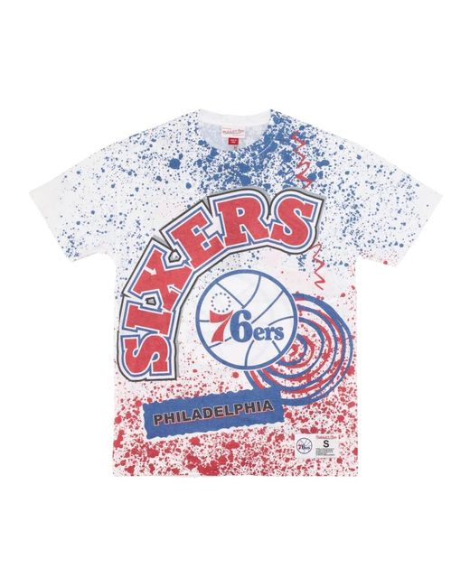 Mitchell & Ness Tops ,Veelkleurig ,Katoen Nba Team Burst Tee Phi 76E in het White voor heren