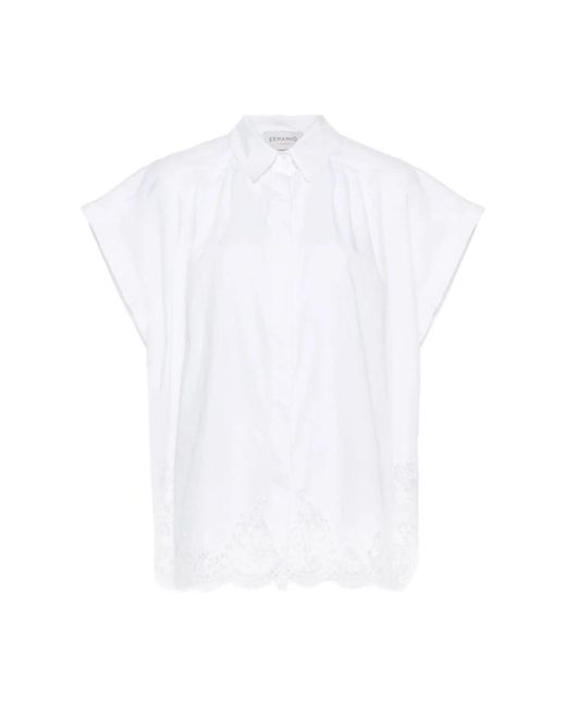 Camisa blanca con detalles de encaje floral Ermanno Scervino de color White