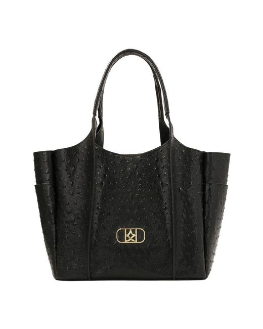 Kazar Black Auffällige Schultertasche Im Straußenmuster