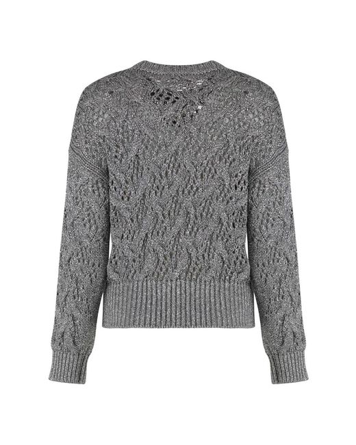 Max Mara Gray Round-Neck Knitwear