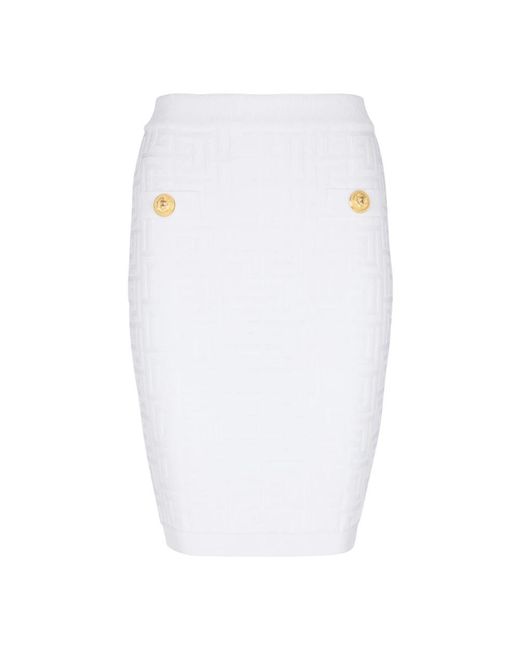 Balmain White Monogramm-Strickrock
