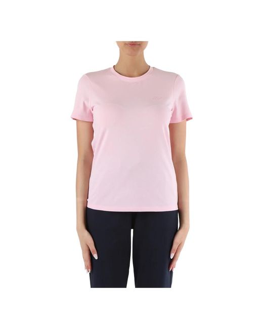 Sun 68 Pink Piqué baumwoll t-shirt mit strass logo