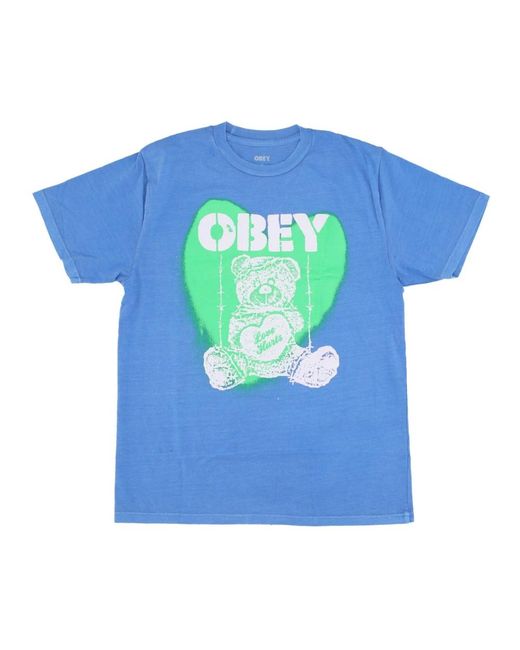 Obey Love Hurts Pigment Choice Box Tee in het Blue