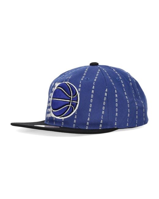 Mitchell & Ness Accessoires ,Blauw ,Katoen Orlando Magic Gestreepte Snapback Pet in het Blue voor heren