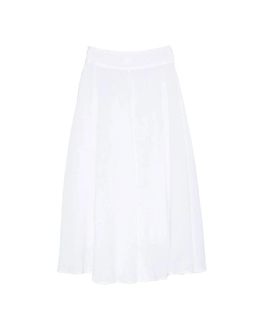 120% Lino White Midi Skirts