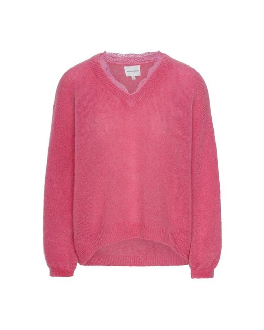 American Dreams Pink Zarter Spitzenpullover Rosa