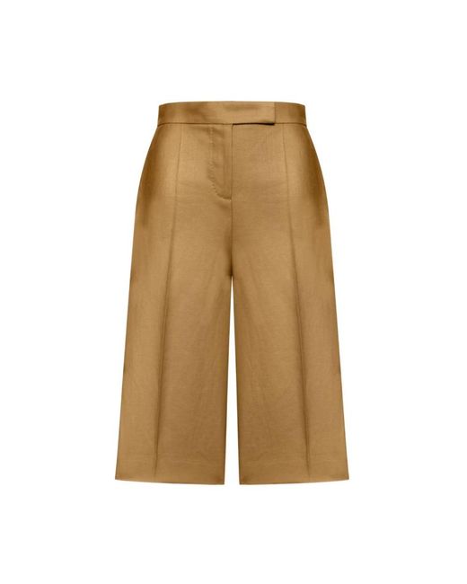 Max Mara High-Waisted Pleated Shorts in het Natural