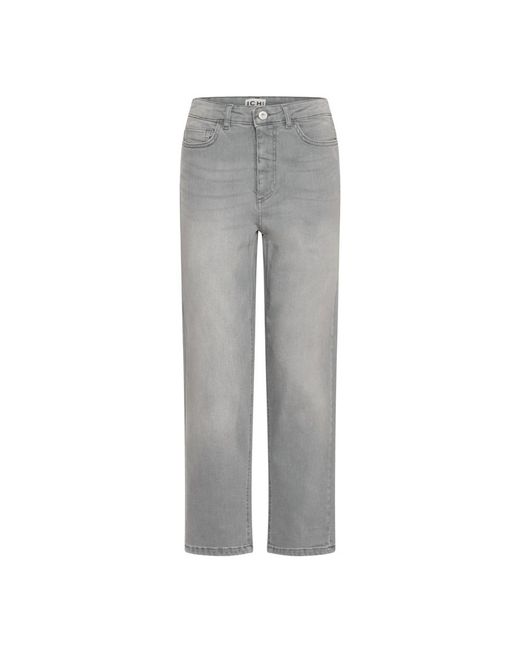 Ichi Jeans ,Grijs ,Katoen Raven Gewassen Grijs Straight Leg Jeans in het Gray