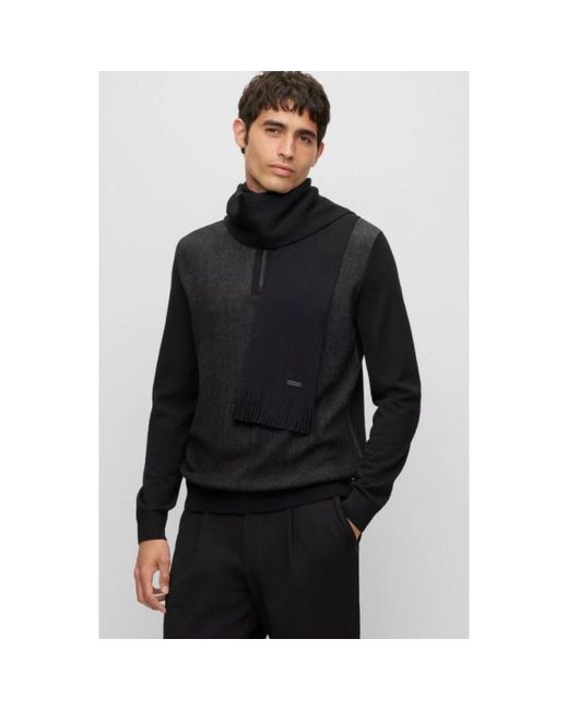 HUGO Black Winter Scarves for men