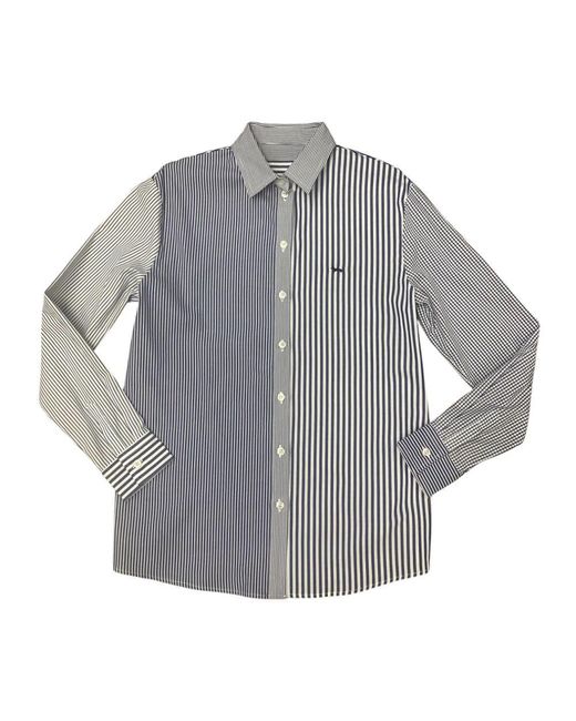 Harmont & Blaine Baumwollhemd Mit Gestreiftem Und Kariertem Muster in Gray für Herren