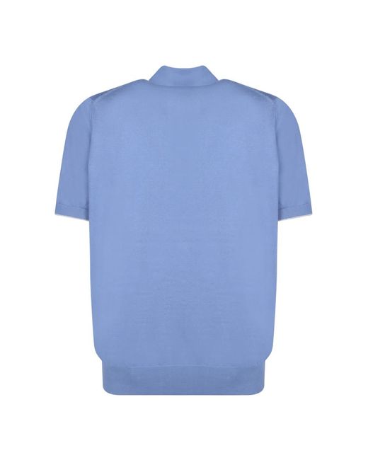 Brunello Cucinelli Blau polo shirt mit kontrastierenden kanten in Blue für Herren