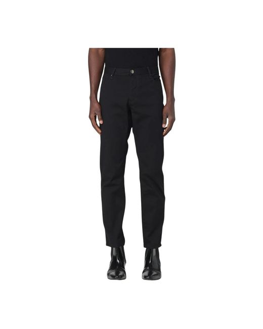 Emporio Armani Black Straight Trousers for men