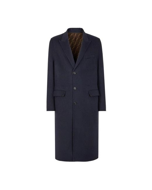 Fendi Blue Single-Breasted Coats for men