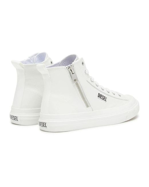DIESEL S-athos dv mid - high top-sneakers mit seitlichem reißverschluss in White für Herren