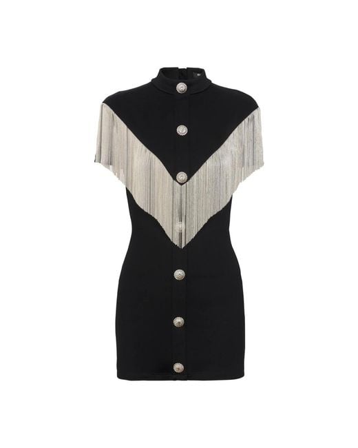 Balmain Black Minikleid Mit Stehkragen