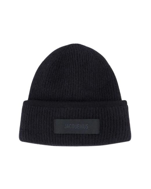 Jacquemus Accessoires ,Zwart ,Wol Gros Grain Beanie in het Blue