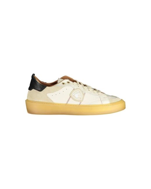 Blauer Weiße Leder Herren Sneaker in Yellow für Herren