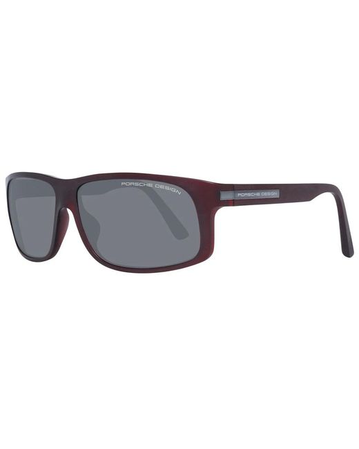 Occhiali da sole uomo bordeaux polarizzati rettangolari di Porsche Design in Gray da Uomo