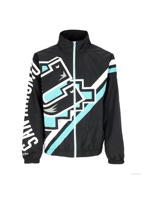 Mitchell & Ness Jassen ,Zwart ,Polyester Nba Exploded Logo Windbreaker Jas in het Black voor heren