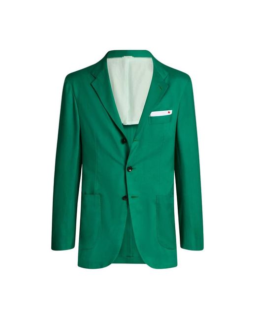 Kiton Cashmere Single-Breasted Jacket in het Green voor heren