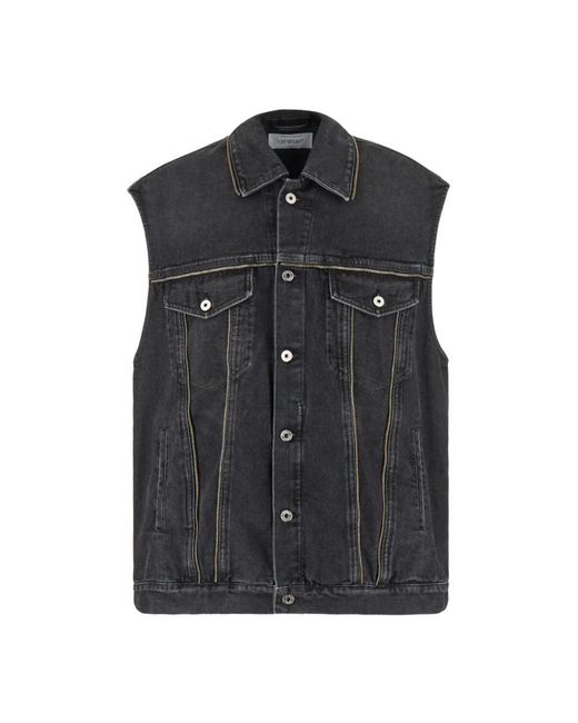 Off-White c/o Virgil Abloh Black Dark Denim Sleeveless Oversize Jacket for men