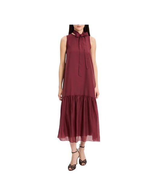 Kaos Maxi Jurk Met Ruches in het Red