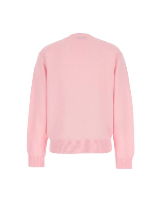 DUNST Pink Rosa Kaschmir V-Ausschnitt Pullover Mit Gerippten Details