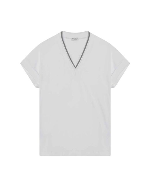 Brunello Cucinelli Tops ,Wit ,Witte T-Shirt En Polo Collectie in het White