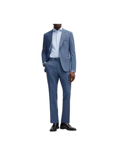Boss Blauer woll-slim-fit-anzug in Blue für Herren