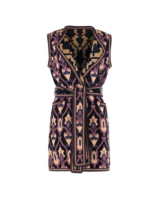 Etro Jassen ,Veelkleurig ,Katoen Lange Omkeerbare Chenille Jacquard Gilet in het Black