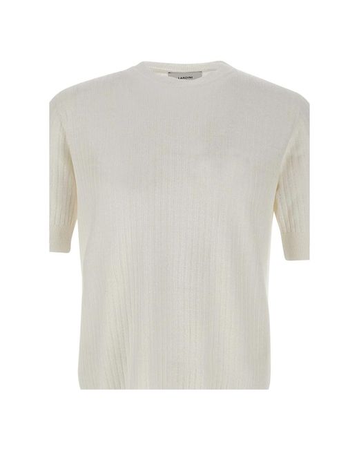 Lardini Weißes leinen baumwoll t-shirt gerippte textur in Gray für Herren