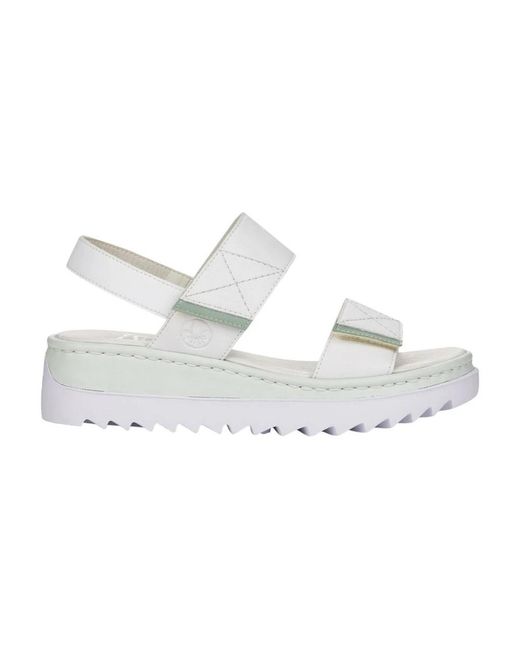 Rieker White Flat Sandals