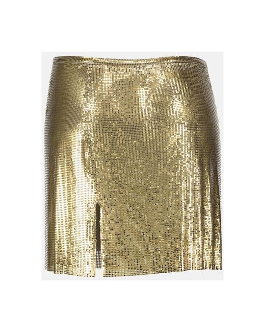 Rabanne Rokken ,Geel ,Gouden Mesh Mini Rok in het Green