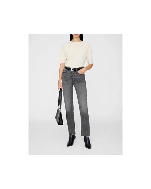 Anine Bing Gray Straight Fit Jeans