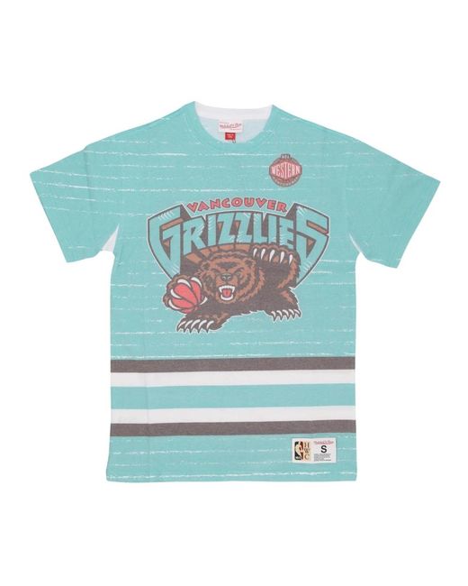 Mitchell & Ness Tops ,Veelkleurig ,Katoen Nba Jumbotron 3.0 Sublimated Tee in het Blue voor heren