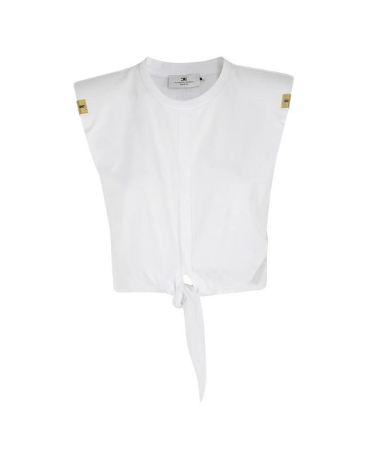 Elisabetta Franchi White Sleeveless Tops