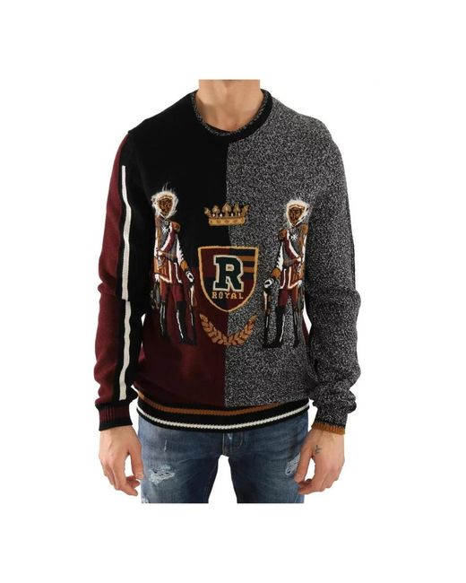 Dolce & Gabbana Sweater Royal Crest Gebreide Trui Voor in het Black voor heren