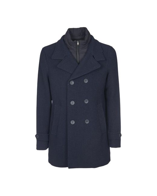Herno Blue Double-Breasted Coats for men