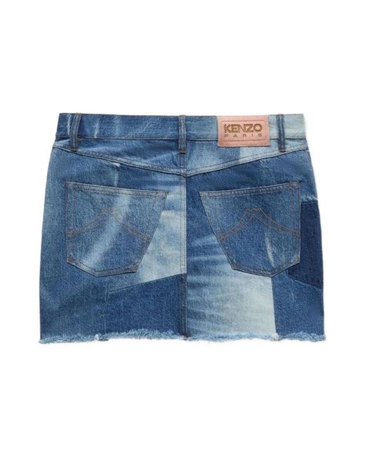 KENZO Blue Patchwork-Shortrock
