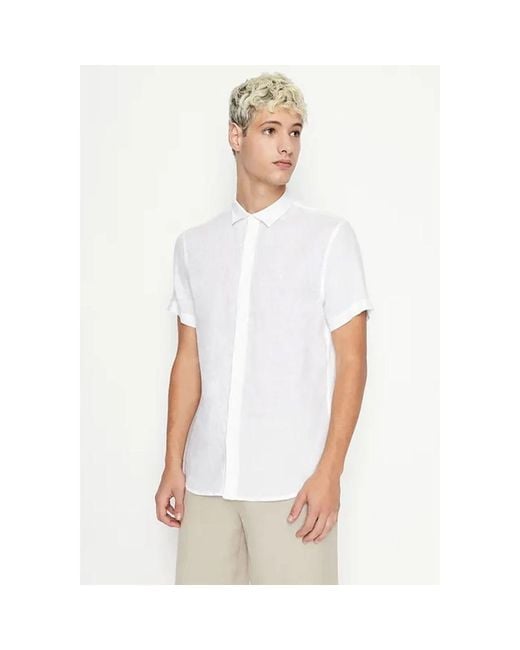Armani Exchange Weiße kurzarmhemden,kurzarm dunkelblaue hemden,beige kurzarmhemden in White für Herren