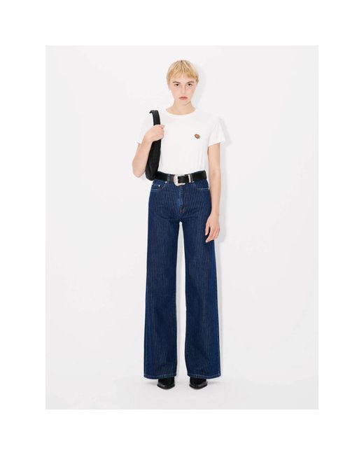 KENZO Tops ,Wit ,Katoen Geborduurde Katoenen T-Shirt in het White