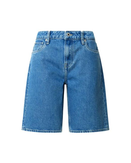 Pepe Jeans Basic Denim Bermuda Shorts in het Blue