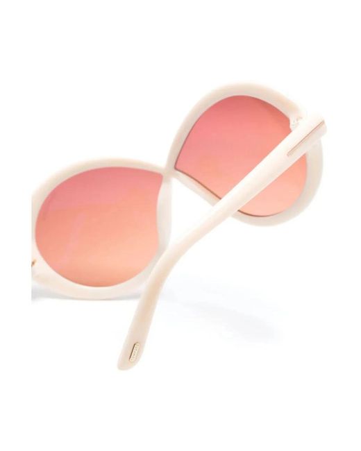 Tom Ford Pink Weiße sonnenbrille mit originalzubehör