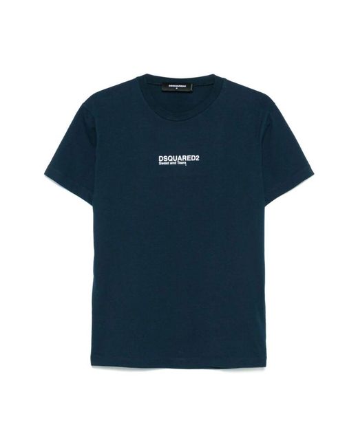 DSquared² Dunkelblaues rundhals kurzarmshirt in Blue für Herren