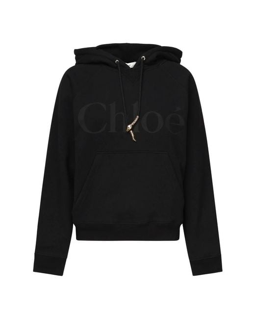 Chloé Zwarte Sweater Met Capuchon En Slangenkoord in het Black