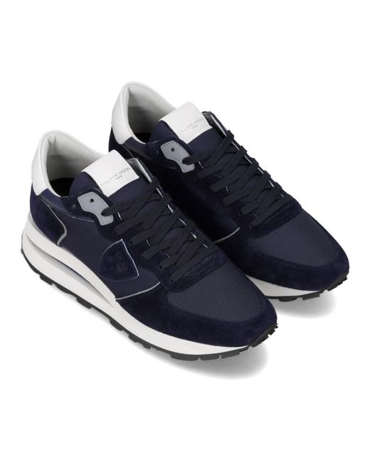Philippe Model Schoenen ,Blauw ,Katoen Sneakers Trpx Haute Running in het Blue voor heren