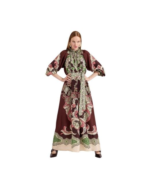 LaDoubleJ Brown Abundance Goddess Seidenvoile-Kleid