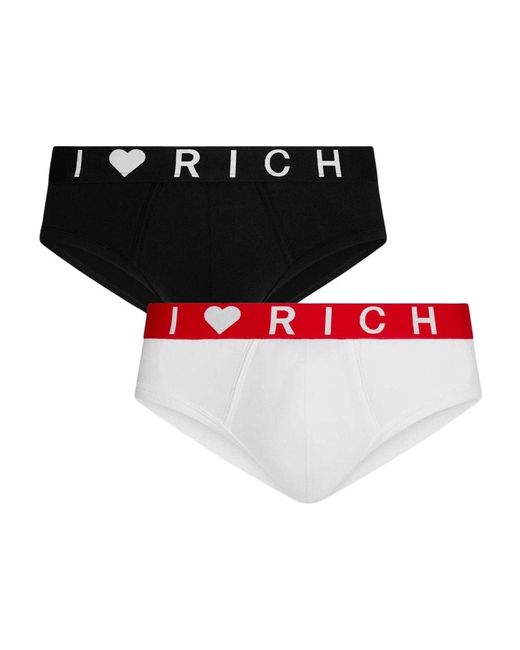 John Richmond Ondergoed ,Veelkleurig ,Katoen Bipack Met Lage Taille Slips Van Gekamd Katoen in het Black voor heren