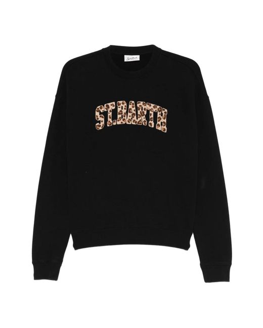 Mc2 Saint Barth Hoodies & Sweatvesten ,Zwart ,Stb Leopard Terry 00 Emb Sweatshirt in het Black