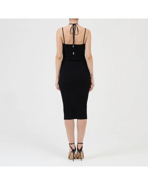 Just Cavalli Kleedjes ,Zwart ,Gebreide Maxi Jurk Met Metalen Logo in het Black